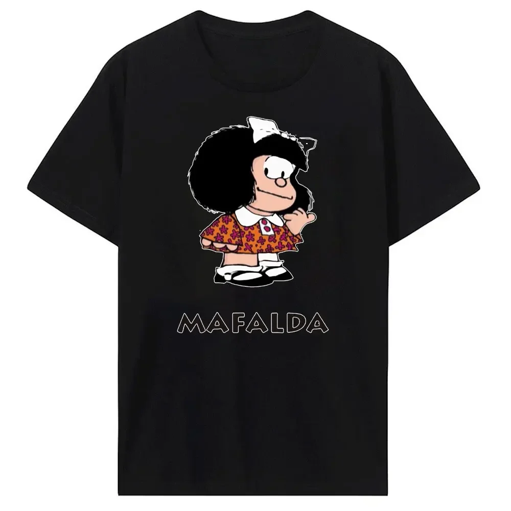 Funny Mafalda Print Women Men T Shirts Pure Cotton Clothes Novelty Short Sleeve Crew Neck Tees T-shirt Y2k Top 100% Cotton Tees