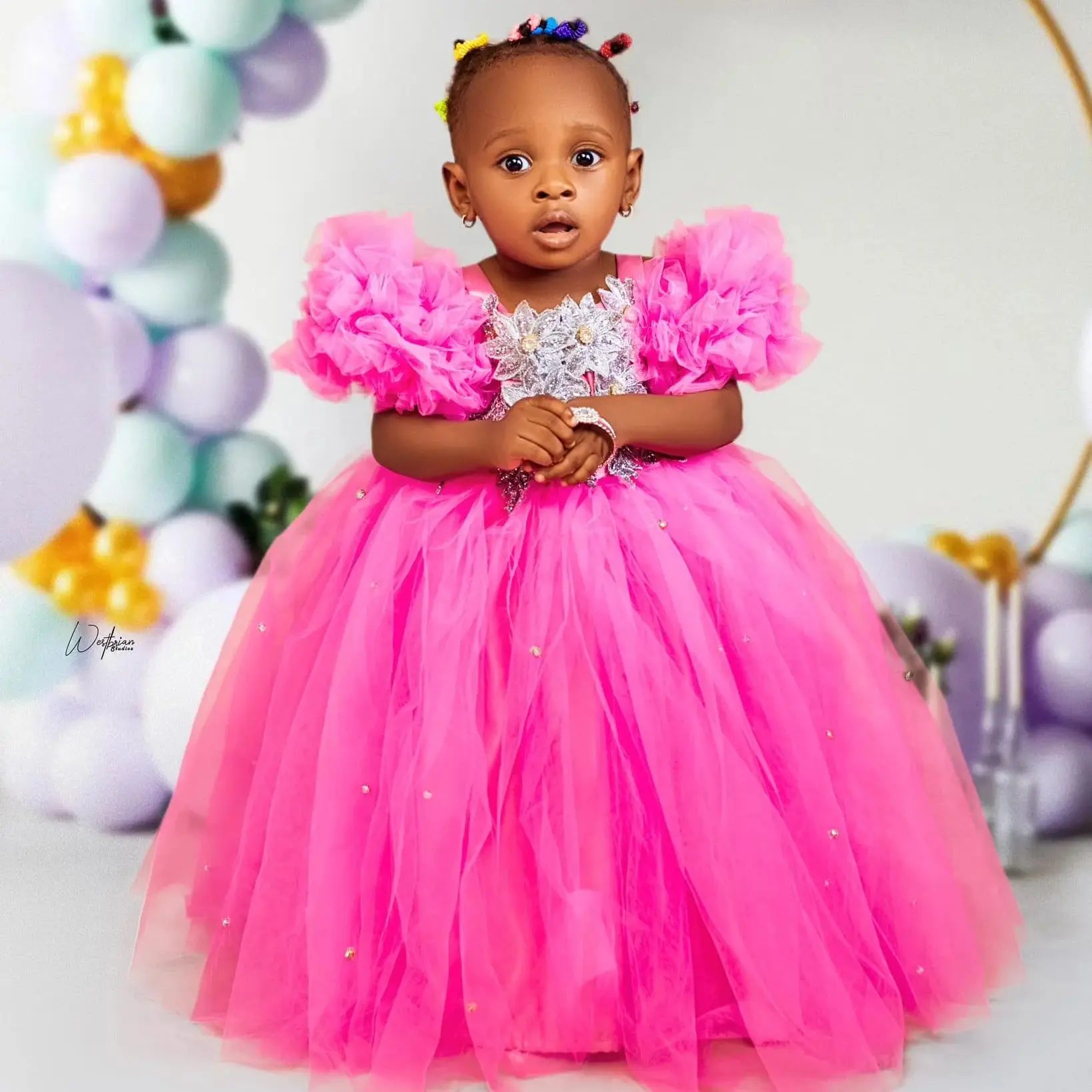 

Розовые платья с цветочным узором для девочек на день рождения, платье для девочек на заказ, свадебное пышное бальное платье принцессы для фотосессии