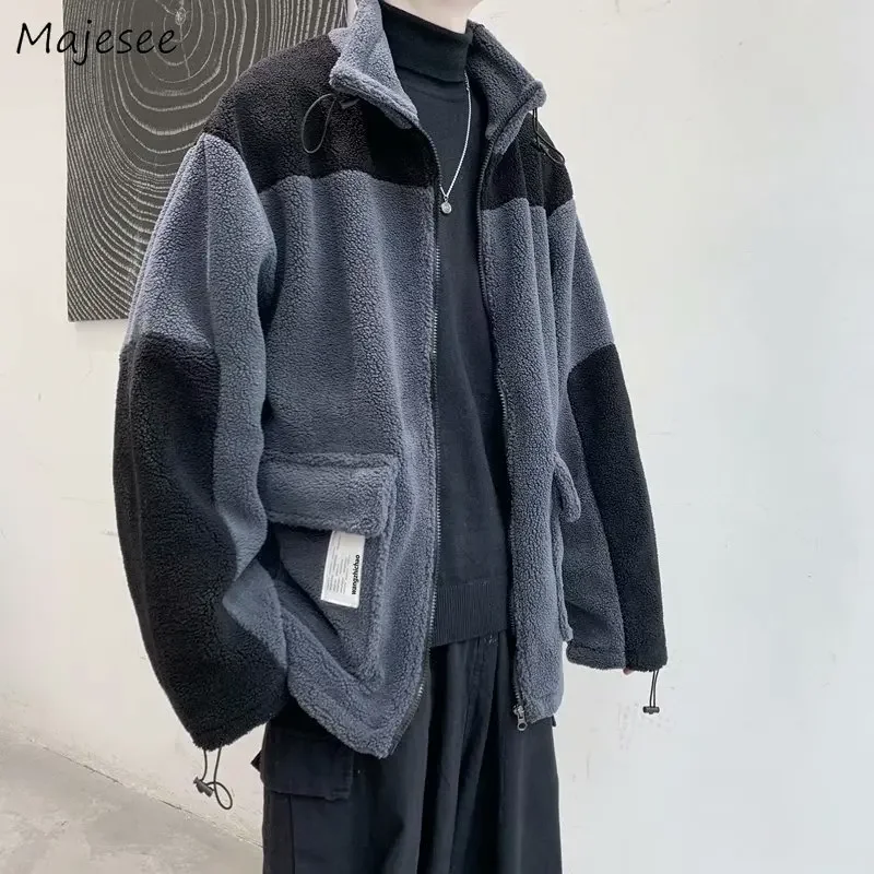 Medium-long Style Parkas Men Black-gray Patchwork Zipper Fashion Ulzzang Daily Ins All-match Warm Winter New Teens Simple Casual