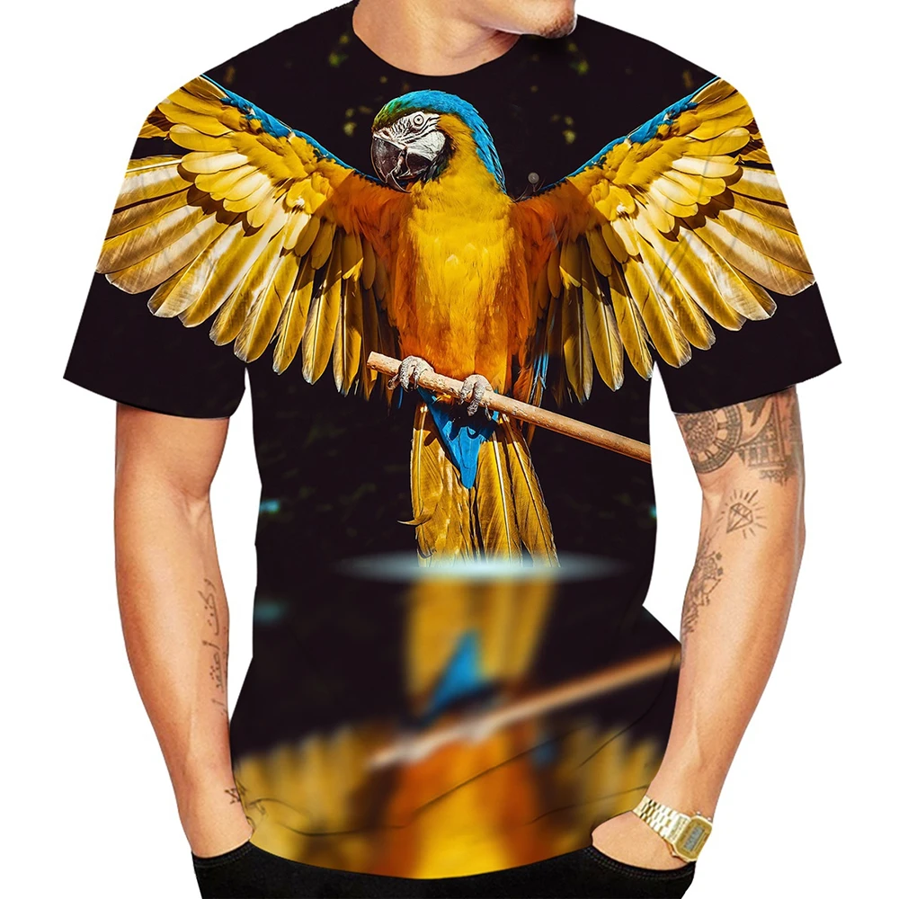 

Animal Parrot 3D Print T-Shirt Summer Men O-Neck Short Sleeve T shirt Casual Oversized Tops Streetwear Cool Tees Men Clothing