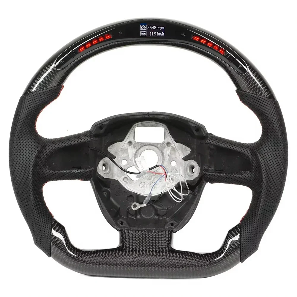 

Car LED Shift Lights Carbon Fiber Steering Wheel Red Stitching For Audi A4 S4 A5 S5 RS5 B8 A6 S6 C6 A8 S8 D3 Auto Modified