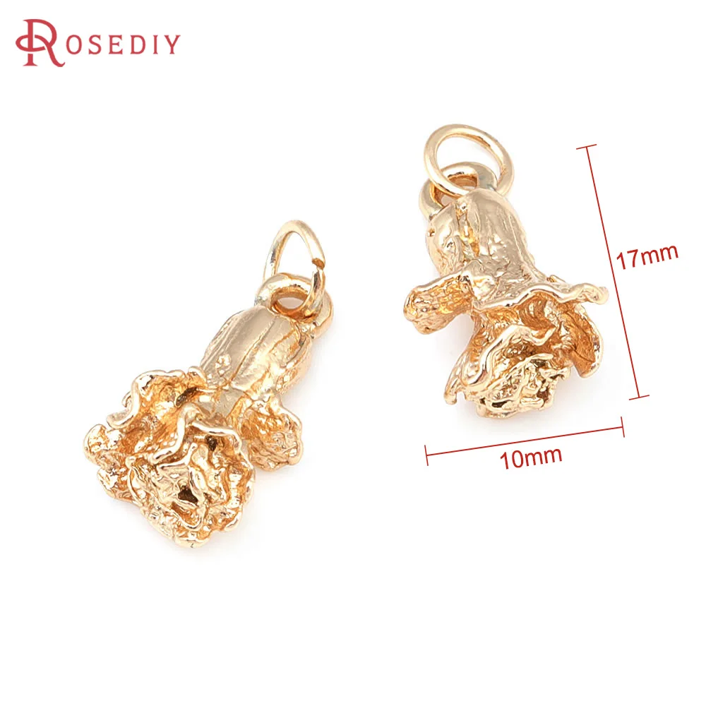 10PCS 17x10MM 18K Gold Color Brass Cabbage Connect Charms Pendants Jewelry Necklaces Making Supplies Diy Findings Accessories 