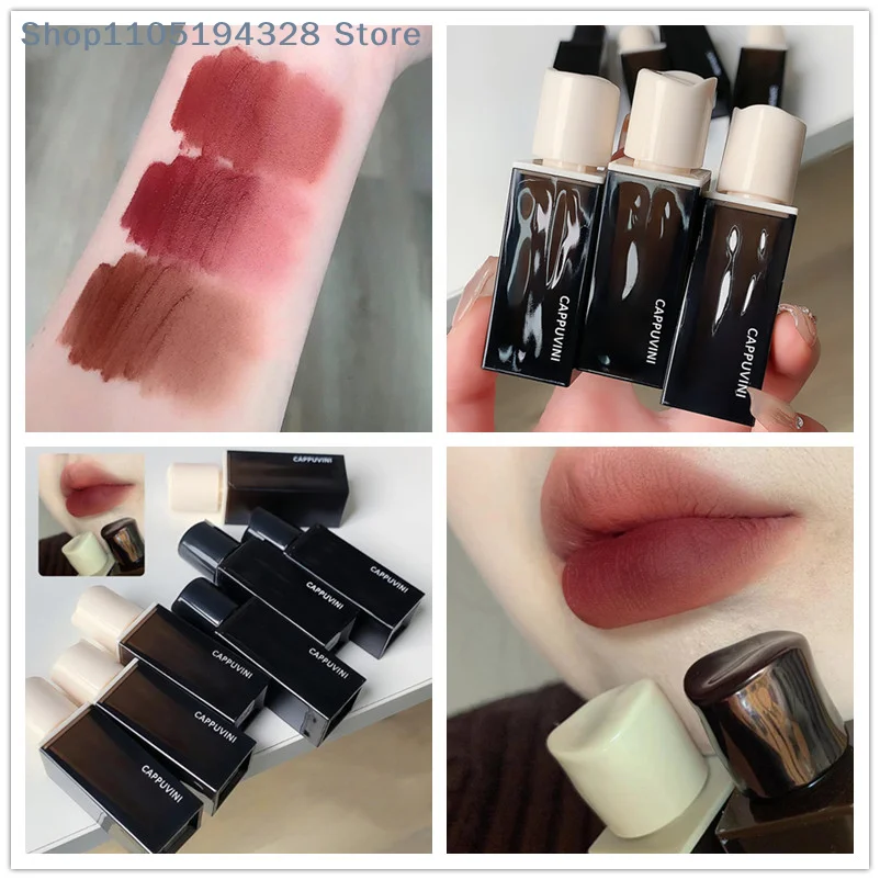[MP]Cappuvini Ambra Liscio come la seta Fango per labbra Mousse Lucidalabbra opaco Colore nudo Labbra Base Trucco Cosmetici duraturi impermeabili