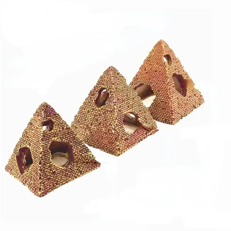 1PC Egyptian Pyramids Stone Cave Ornament Fish Tank Aquarium Decoration Terrarium Reptile Tank Aquarium Accessories