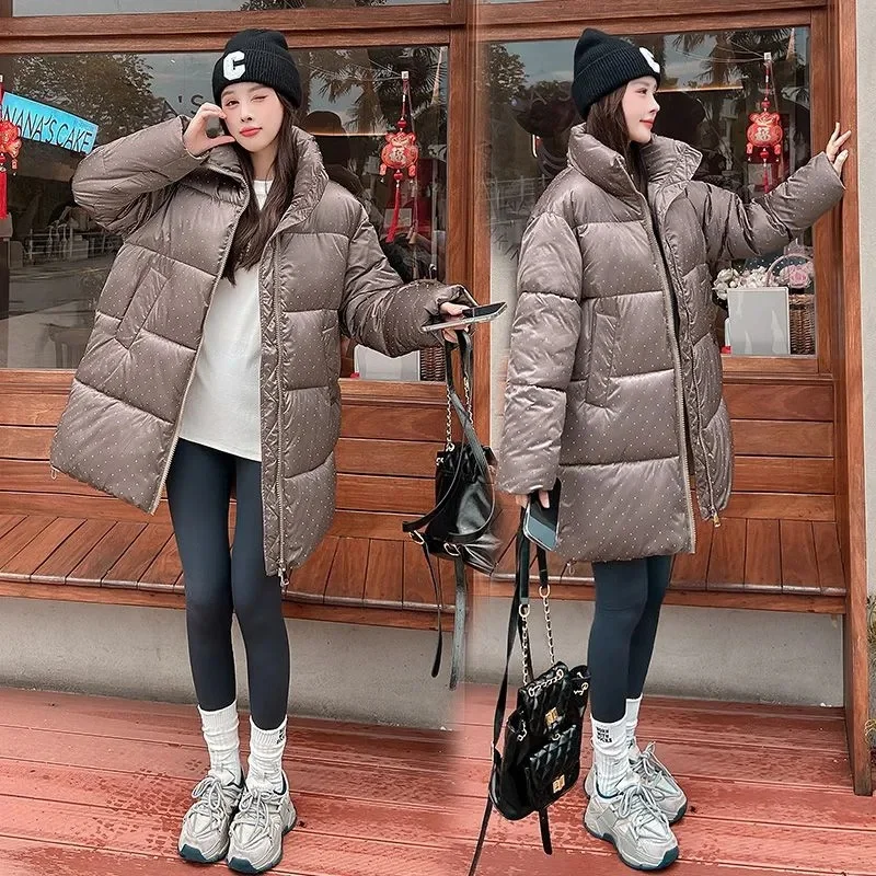 Winter Parkas Thick Warm Long Down Cotton Jacket Women New Fashion Stand collar Zipper Bread padded Clothes Ladies overcoat T554