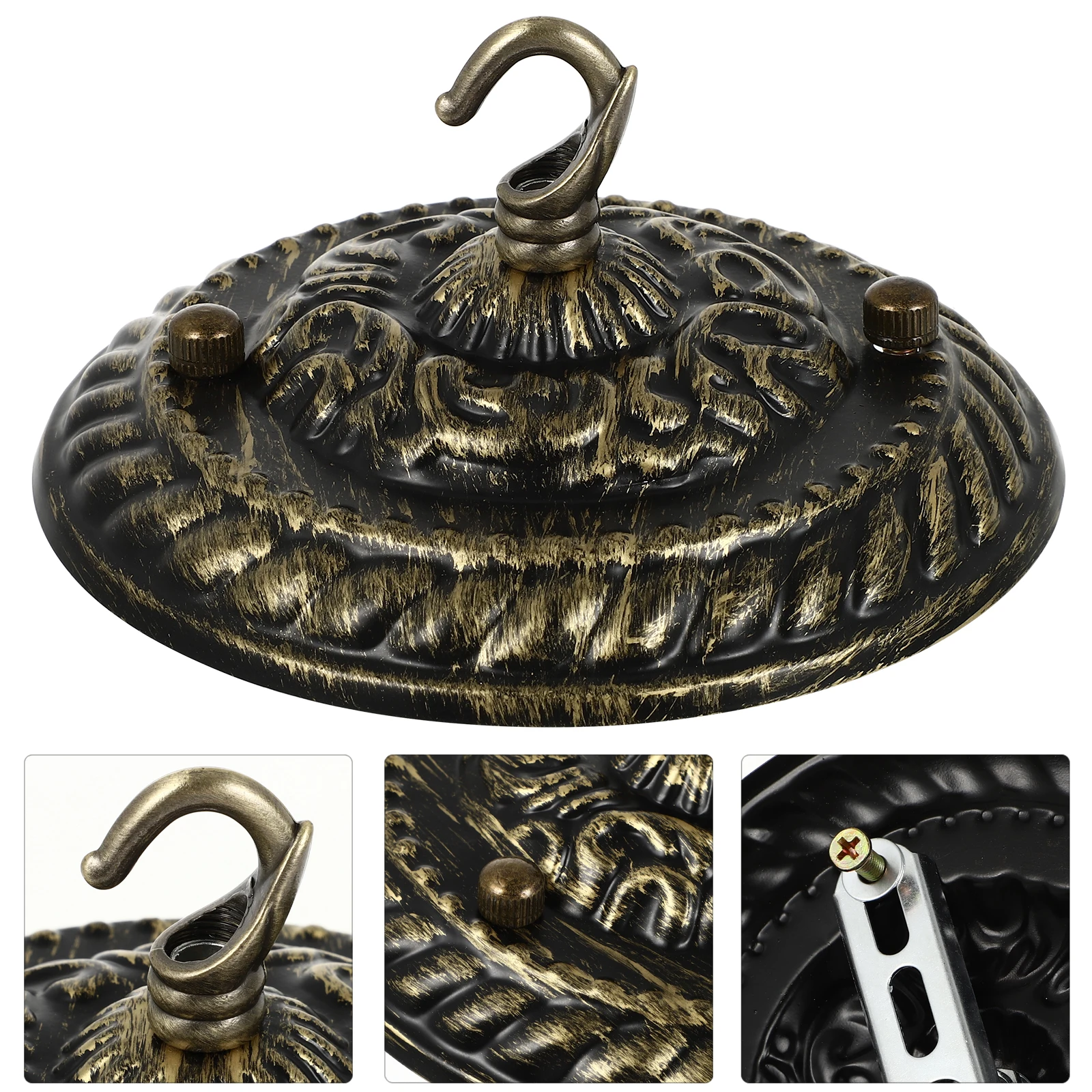 

Retro Iron Steel Zinc Alloy Ceiling Lampshade Cover Plate Vintage Decorative Lights Canopy Chandelier Mounting Hardness Non