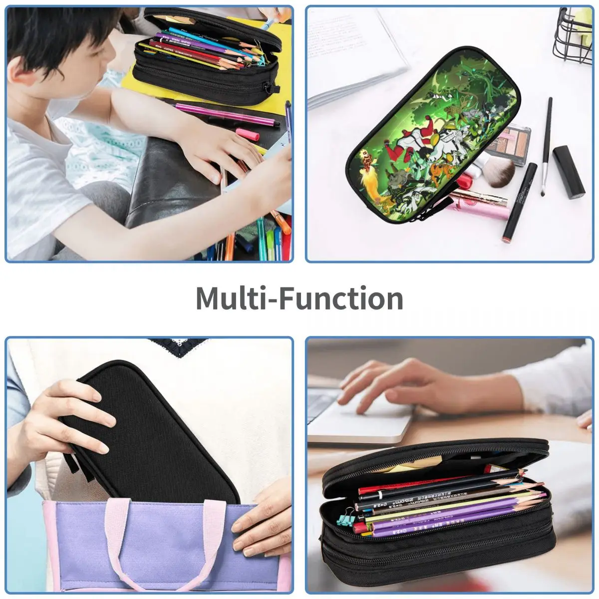 Ben Alien Force 10 Teenage Hacker Big Capacity Pencil Pen Case College School Large Storage Bag Pouch Holder Box Organizer