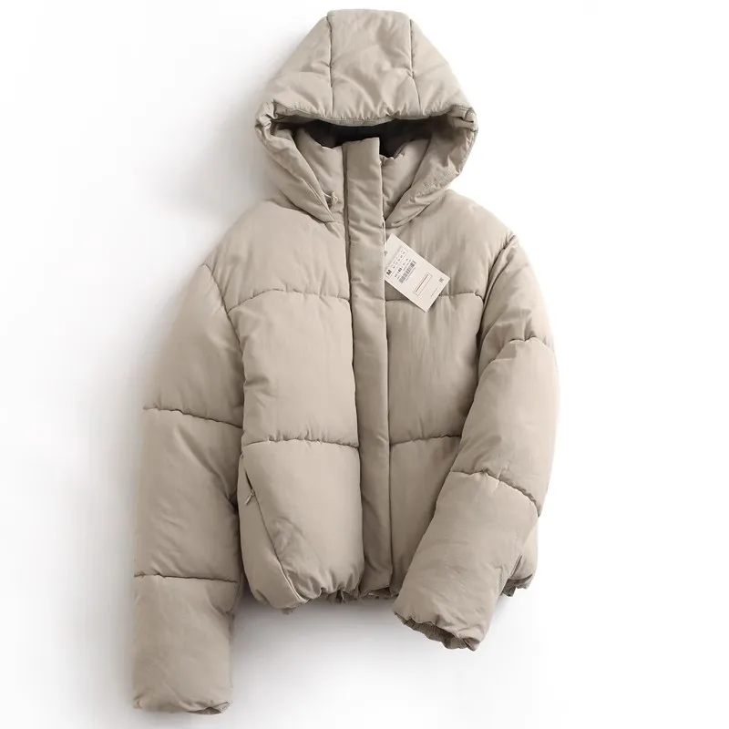 

Deluest Women's Thiened Winter Cotton Jaet ort Hooded Coat Invisible ket Casual Streetwear Long Sve 2024 New