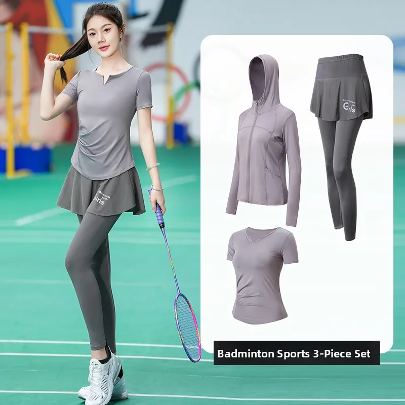 

Spring Casual ort Sve Tennis Outfit Women's Morning Run Training Fitn Clothes Qui Dry Sports Set Two-Piece Ensemble