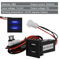 Dual USB Phone Charger Socket for Transporter T5 2003-2009 Professional Car Charger Power Socket 5V 3A Adapter for Car Auto