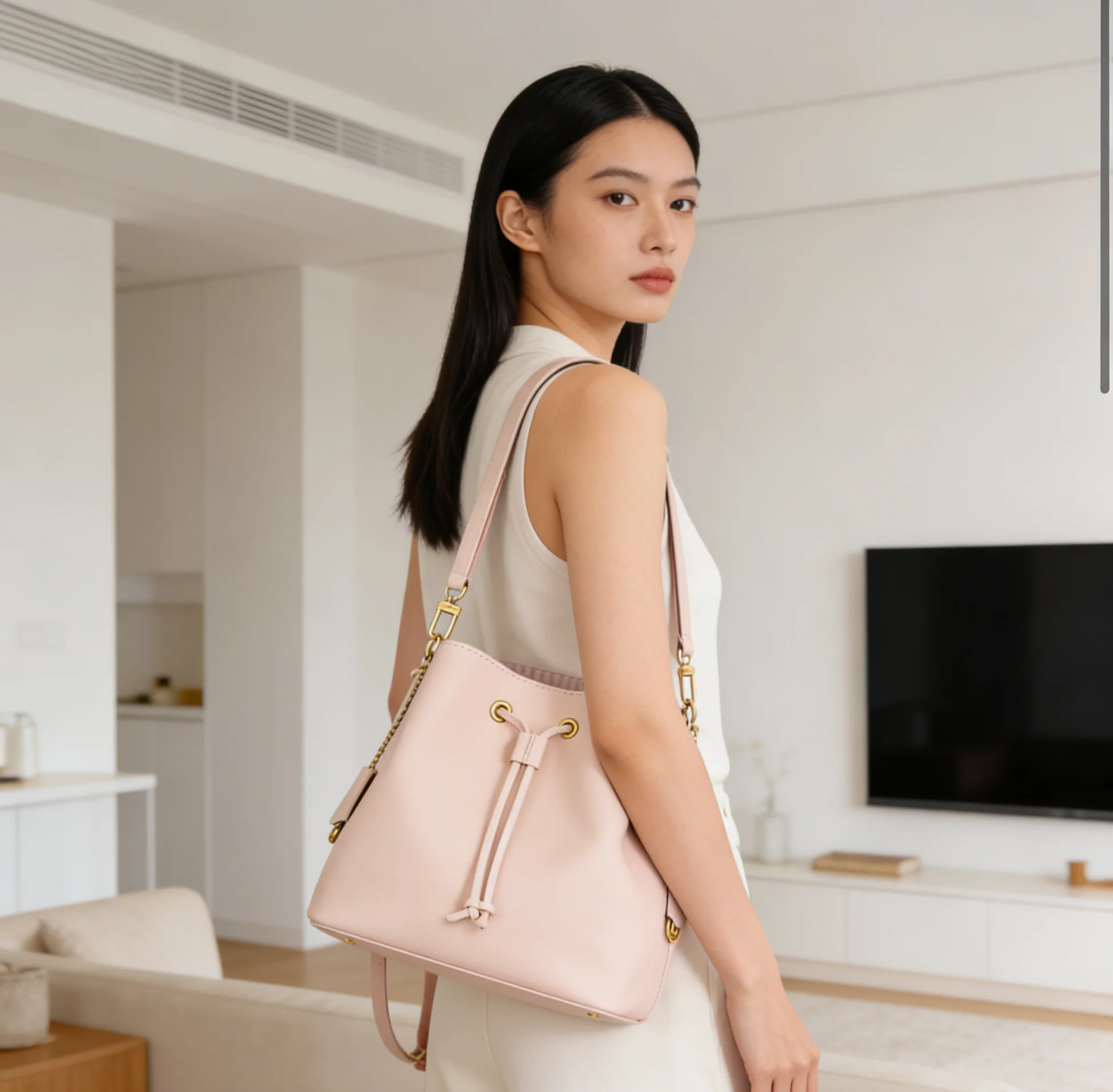 

Женская сумка-ведро на шнурке, сумка через плечо для поездок на работу, универсальная легкая роскошная сумка