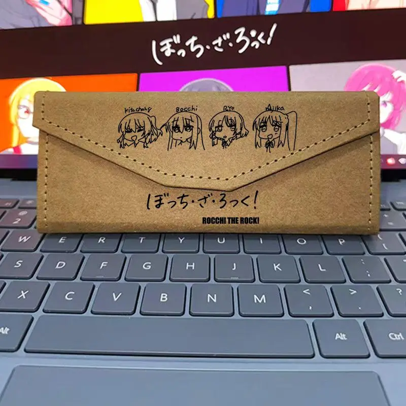 Foldable Kraft Paper Glasses Case Hand Drawn Cartoon Pattern Hard Glasses Storage Box, Portable Dual-use Sunglasses Pencil Stora