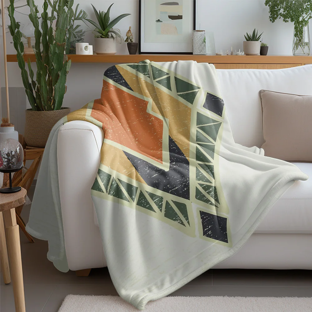 Vintage Ethnic Geometric Kilim Tribal Distressed Woven Throw Blanket Bedspread Sofa Cover