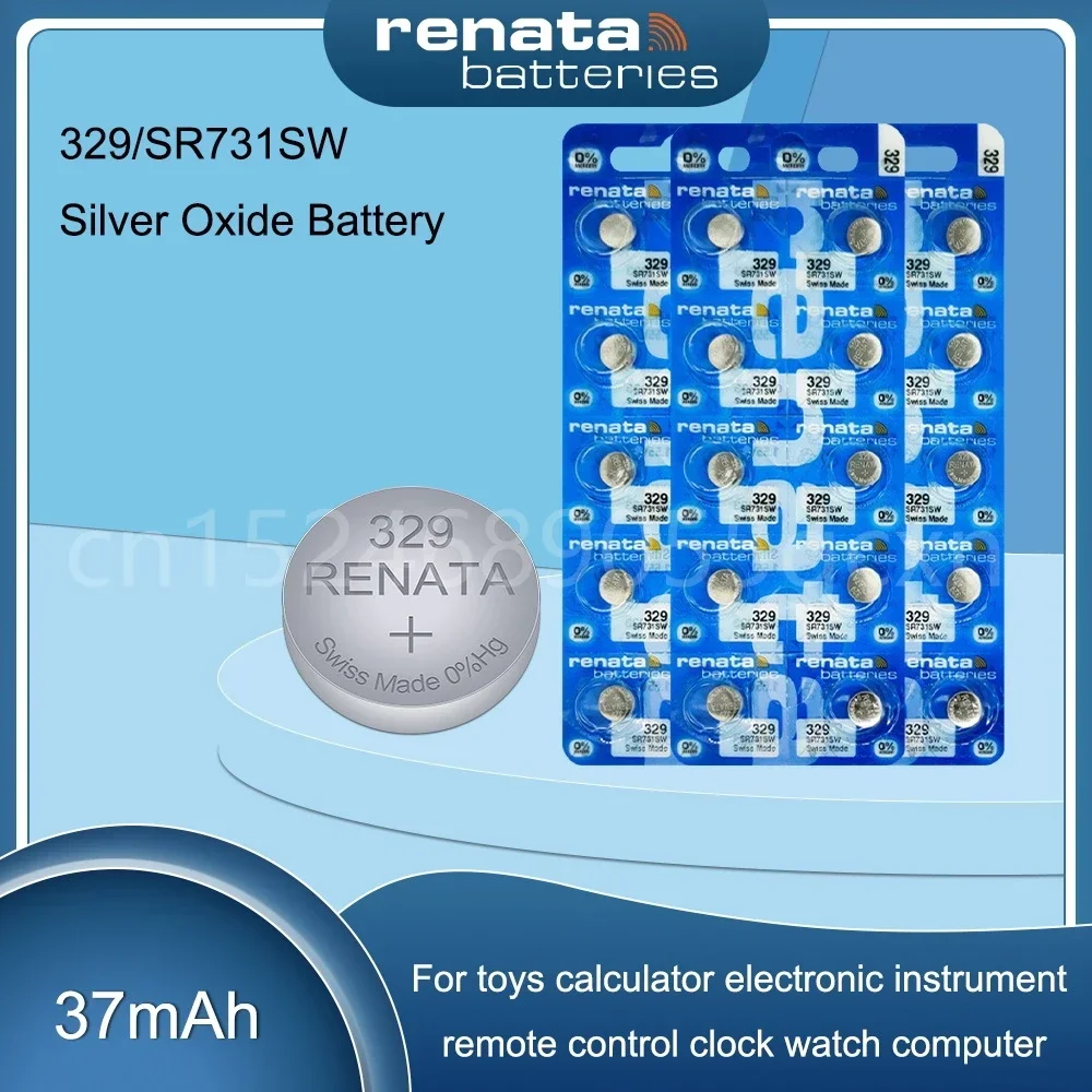 100% Original Renata 329 SR731SW 1.55V Silver Oxide Battery for Watch Scale Remote Control Toys LR731 D329 V329 Batteria