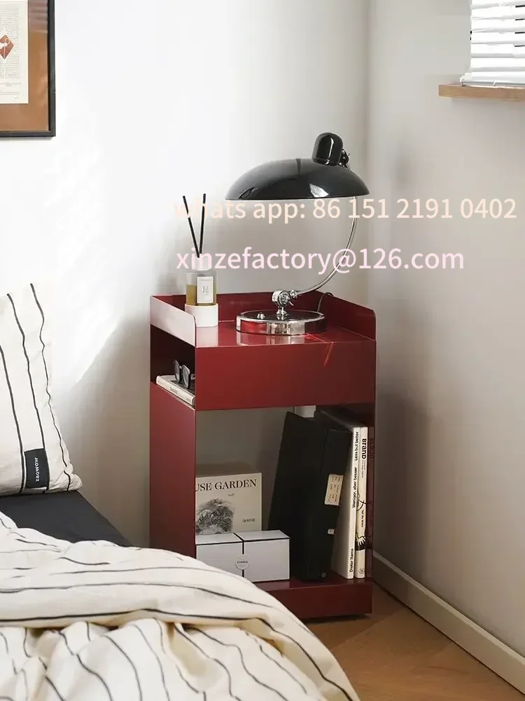 Customizable Bedside Table Lounge Modern Iron Cabinets For Living Room Sofas Simple Coffee Corner Wheel Retro