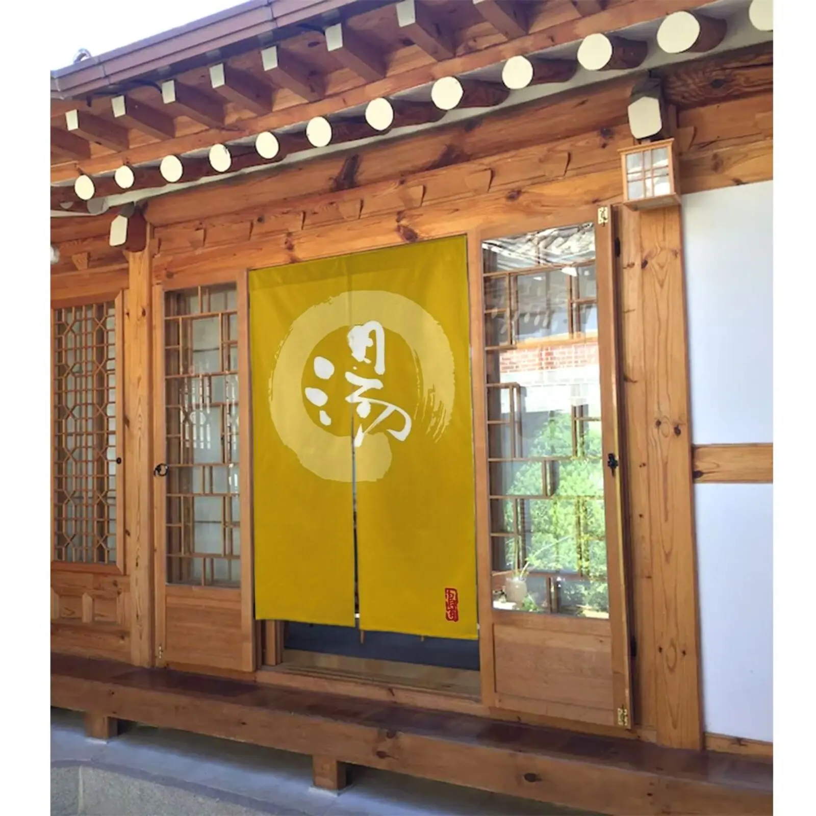 Japanese Onsen Bath Door Curtain Kanji Art Decor Traditional Hot Spring Partition for Home