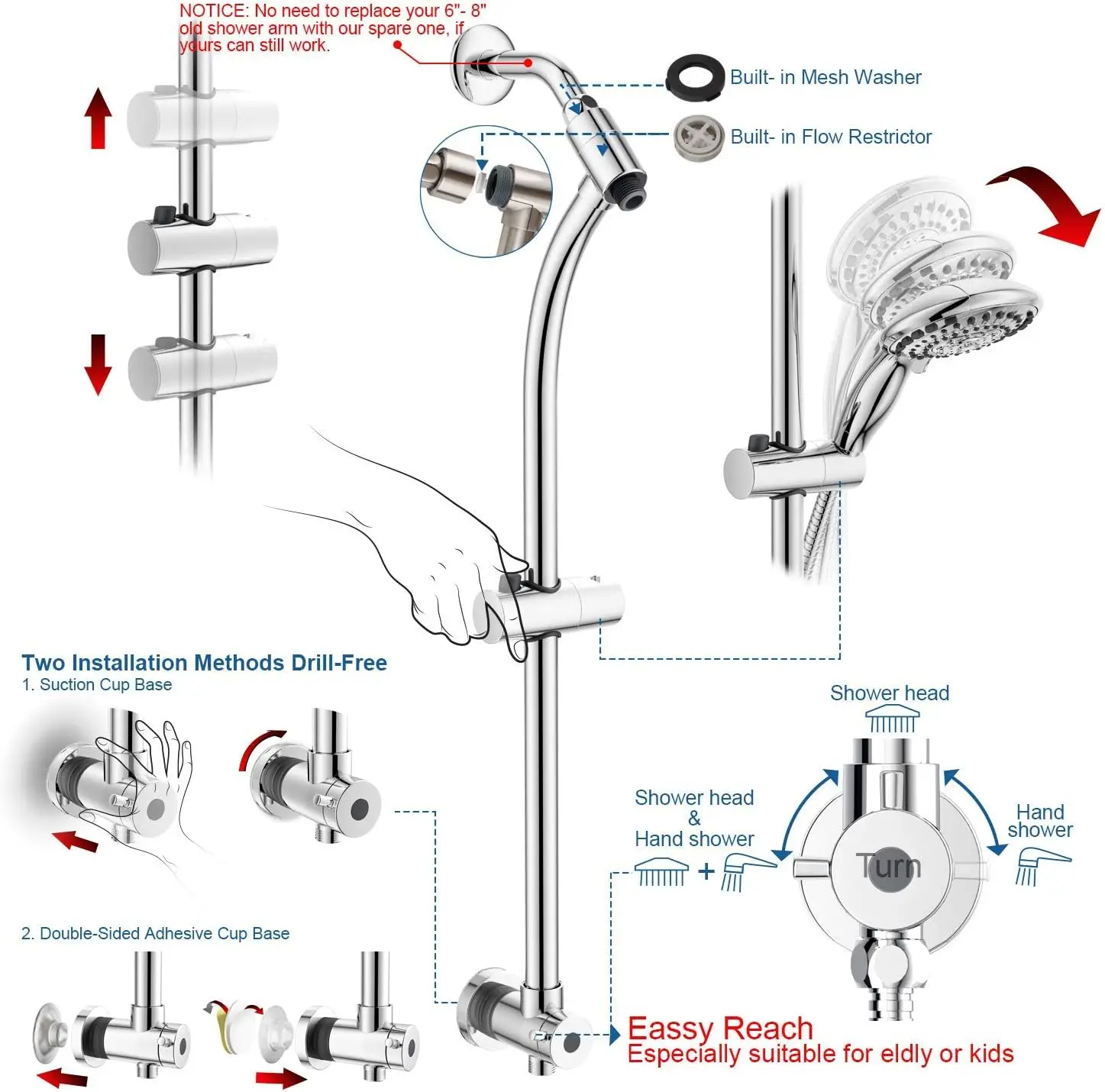 Showerhead & Rain Shower Combo , 27.5