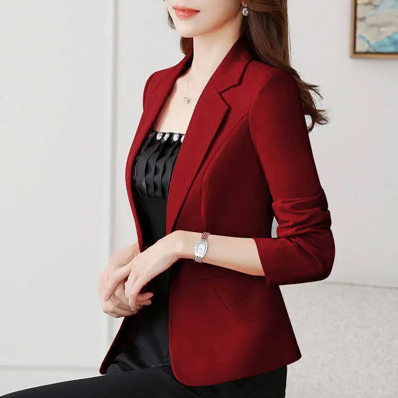 Suit female spring and autumn style fashion self-cultivation casual ladies Regular  Single Breasted Solid color one button