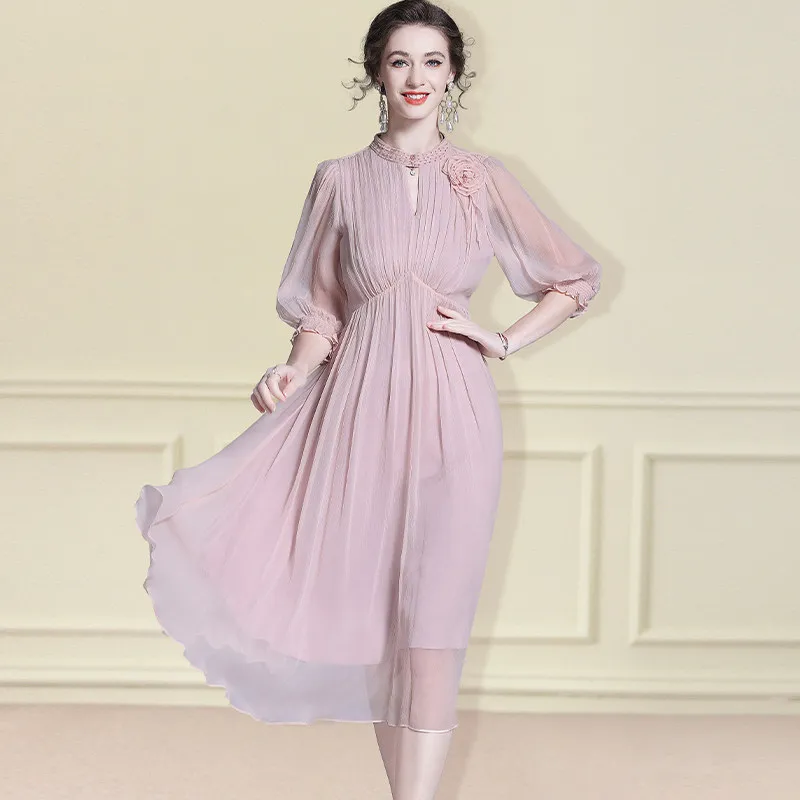 AYUNSUE 100% Real Mulberry Silk Beach Dress Elegant Dress for Women Summer Clothes High-end Woman Party Dresses Платье Женское