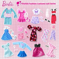 Authentic Barbie Doll Fashion Clothing Set Wardrobe Dress-Up Girls Toy Accessories Kids Playtime Realistic Dolls