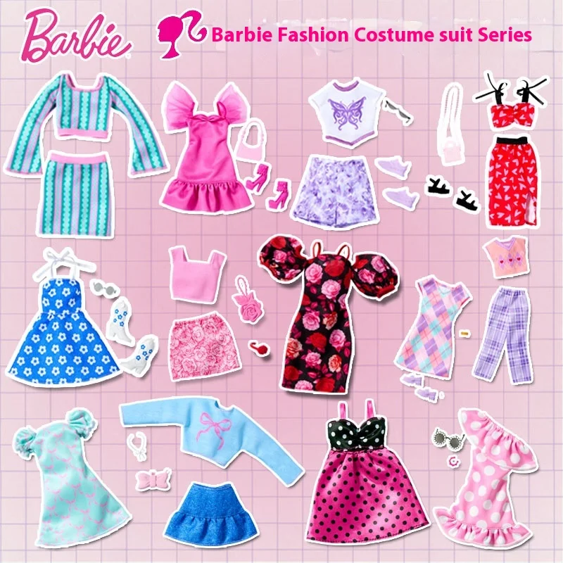 Hot selling authentic Barbie doll fashion clothing set for girls, game time dressing up wardrobe doll accessories toys