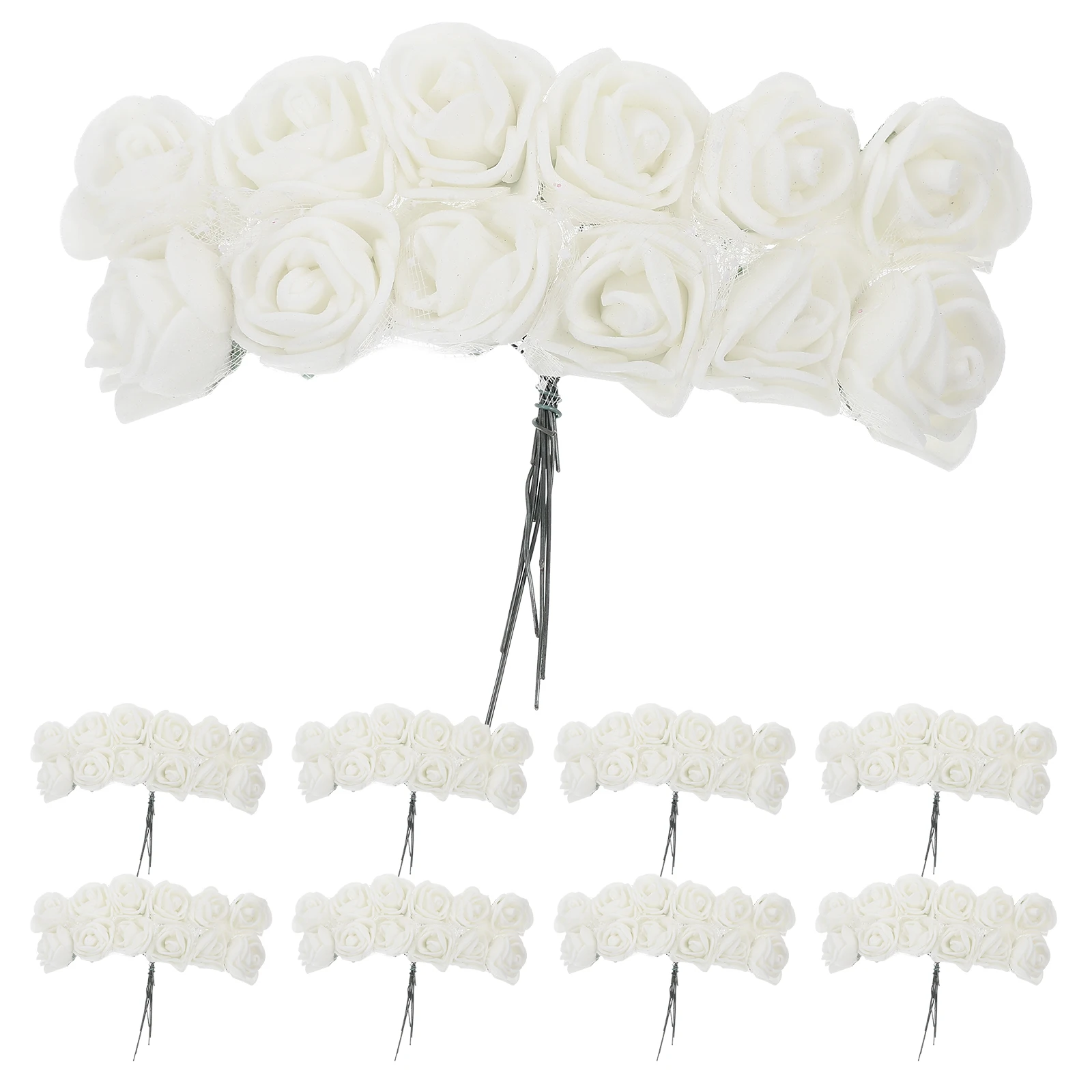 

144 Pcs Accessories Mini Roses Flower Artificial Fake Flowers Iron Wire Bouquet Heads Bulk