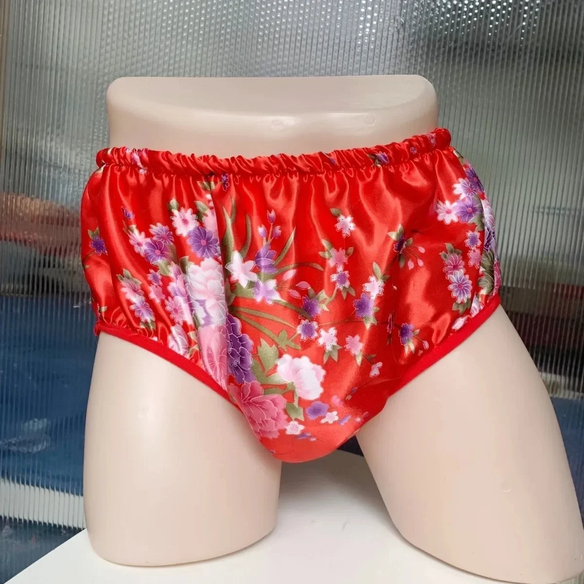 Man's Floral Embroidery Soft Silky Touch Silky Briefs Live Show DJ Club Sexy Costumes Private Party