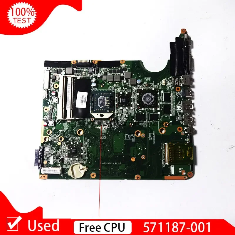 Used Laptop Motherboard 571187-001 For Hp Pavilion DV6 DV6-2000 Dv6-2040er Main Board DAUT1AMB6E1 DAUT1AMB6E0 FREE CPU