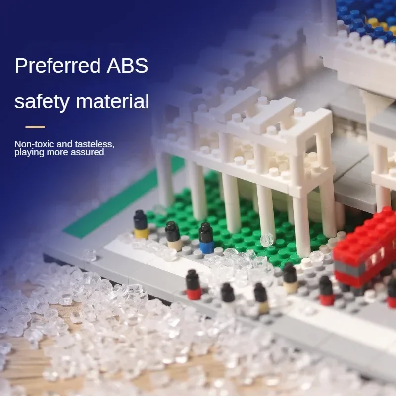 Assembly and Construction of A Sports Stadium Model Using Miniature Plastic Madrid Football Field Small Building Blocks