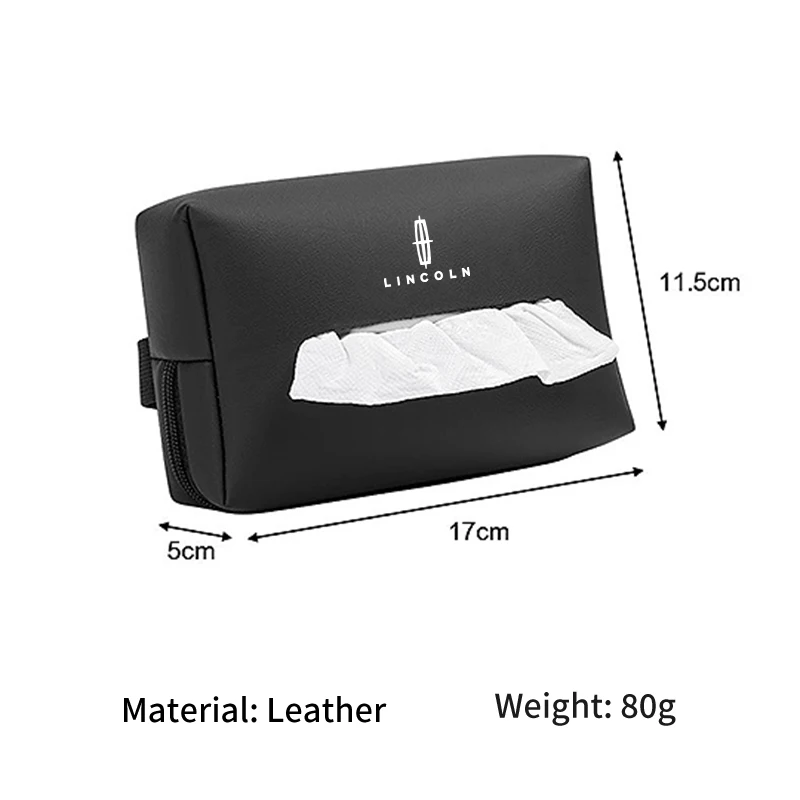 Car Tissue Box Leather Toilet Paper Holder Seat Back Tissue Organizer Bag For Lincoln MKZ MKX Aviator Navigator MKT Nautilus