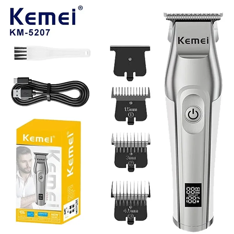 Kemei Cordless Barber Zero Gap Hair Trimmer Rechargeable Professional Hair Clipper Electric Finish Hair Cutting Machine for Men