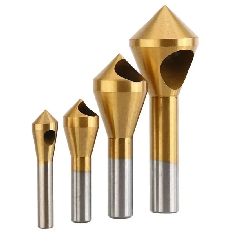 BIESUO Titanium Coated Deburring Chamfering Cutter Counter Sink Drill Bits Smooth Hole Cutter For Metal Wood Chamfering Tool