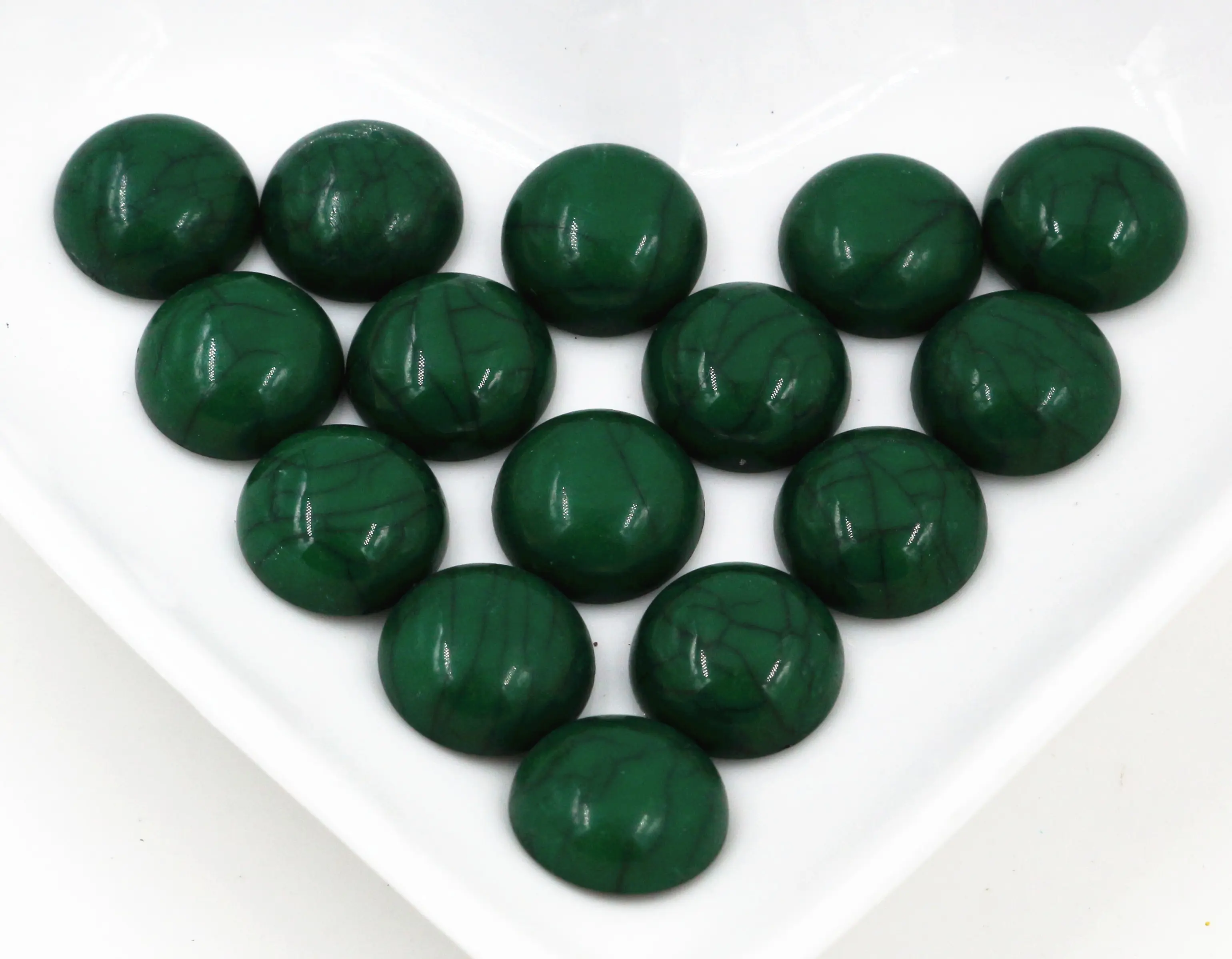 New Fashion 40pcs 8mm 10mm 12mm Dark Green Color Flat Back Resin Cabochons Cameo