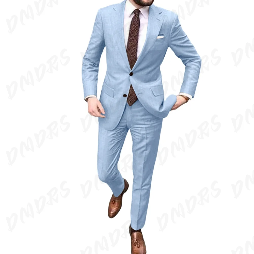 

Classic Men 2PCS Suit Set For Wedding Party Elegant Single Breasted Solid Suit For Party Occasion Customized blazer masculino