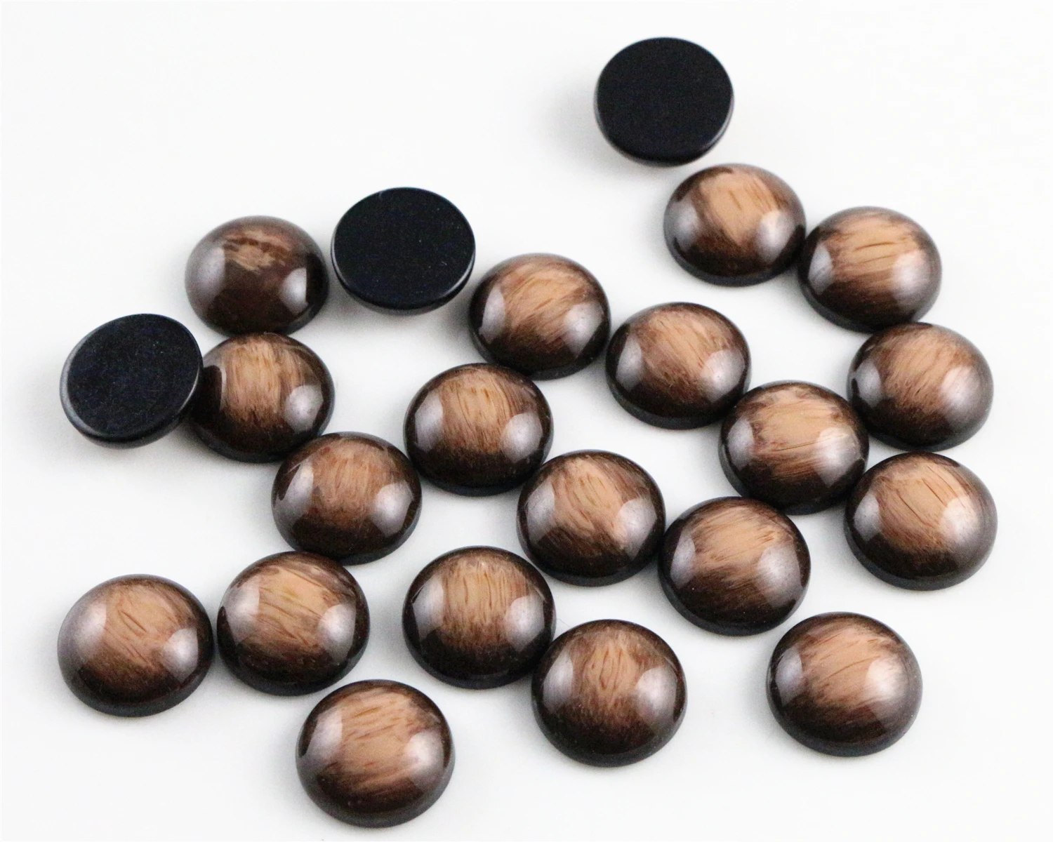 New Fashion 40pcs 12mm Brown Colors Stylish Brushed Style Flat back Resin Cabochons Cameo-V5-07