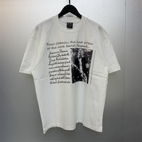 White pure cotton rock band print loose casual men's T-shirt