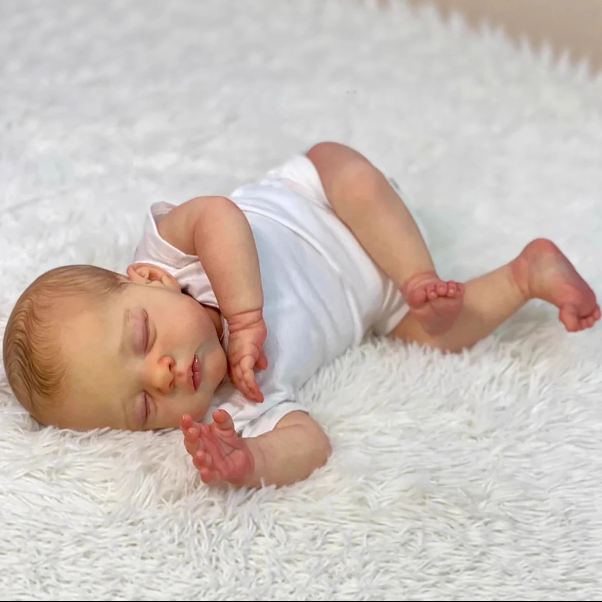 دمية قزحية جميلة تولد من جديد مقاس 18 بوصة باللون الأبيض: جلد فينيل ناعم يشبه حديثي الولادة، لعبة عروق شفافة للأطفال ورفيق حلو.