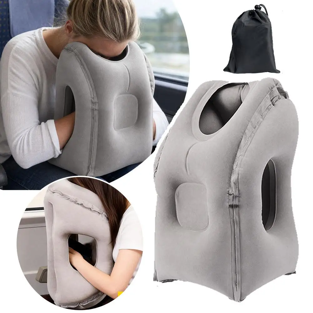 Upgraded Inflatable Travel Headrest Pillow Patented Valve Air Cushion Neck Chin Support Plane Car Office Nap Accessory
