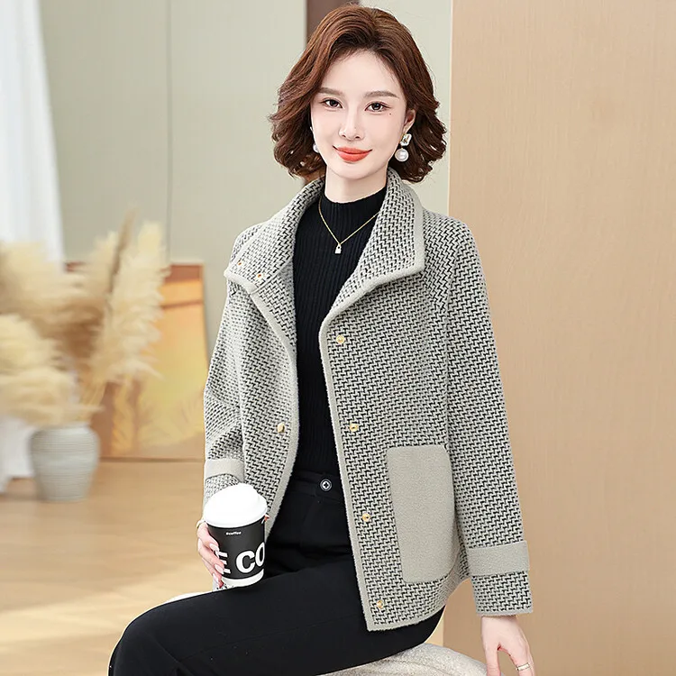 

Xiaoxiangfeng кардиган, пальто, женская весна-осень-зима 2025 года, новая куртка для мам среднего и пожилого возраста, женская верхняя одежда, короткий трикотаж, топ