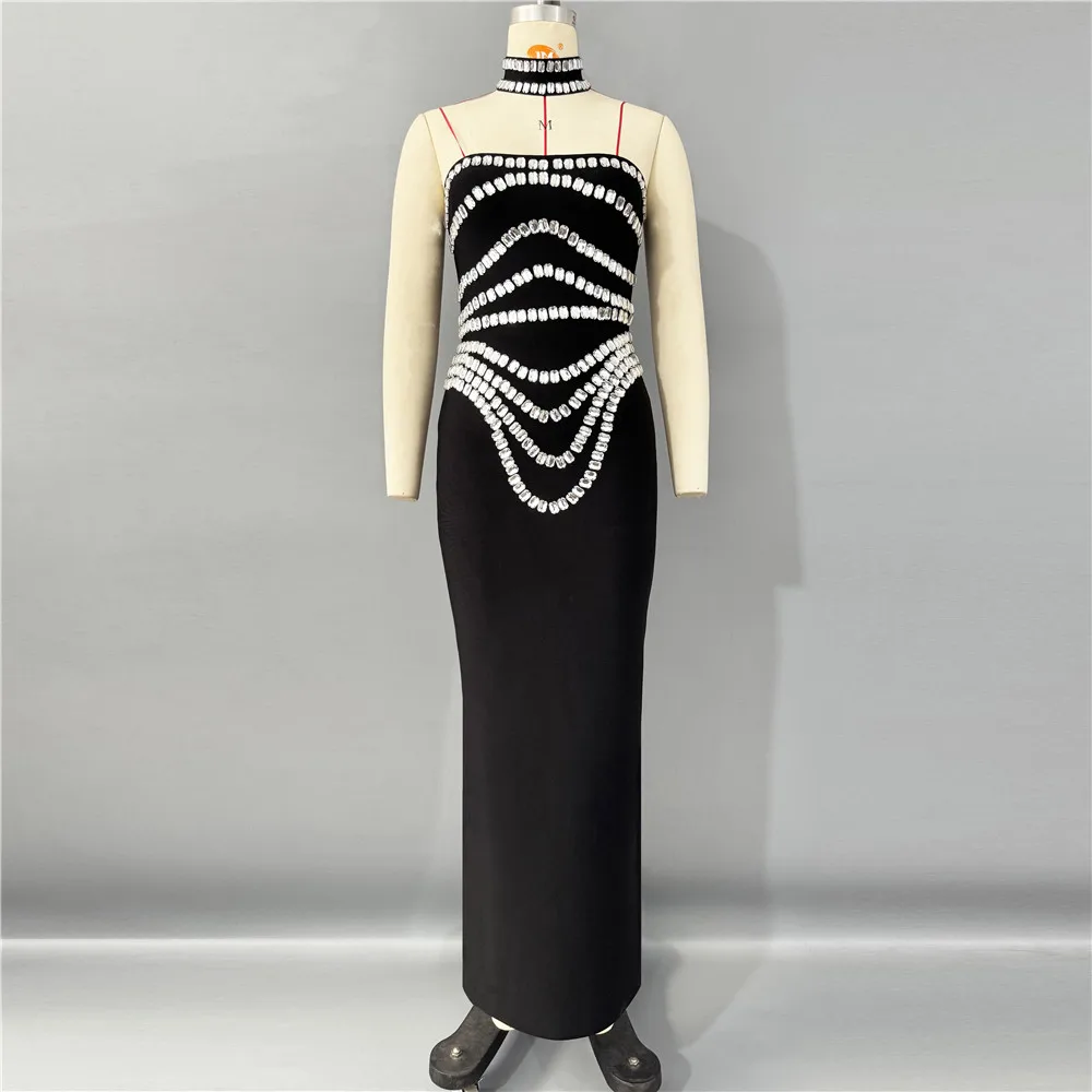 Women New Arrival Sexy Strapless Beading Bandage Dress Bodycon Clothes Club Party Evening Elegant Dresses