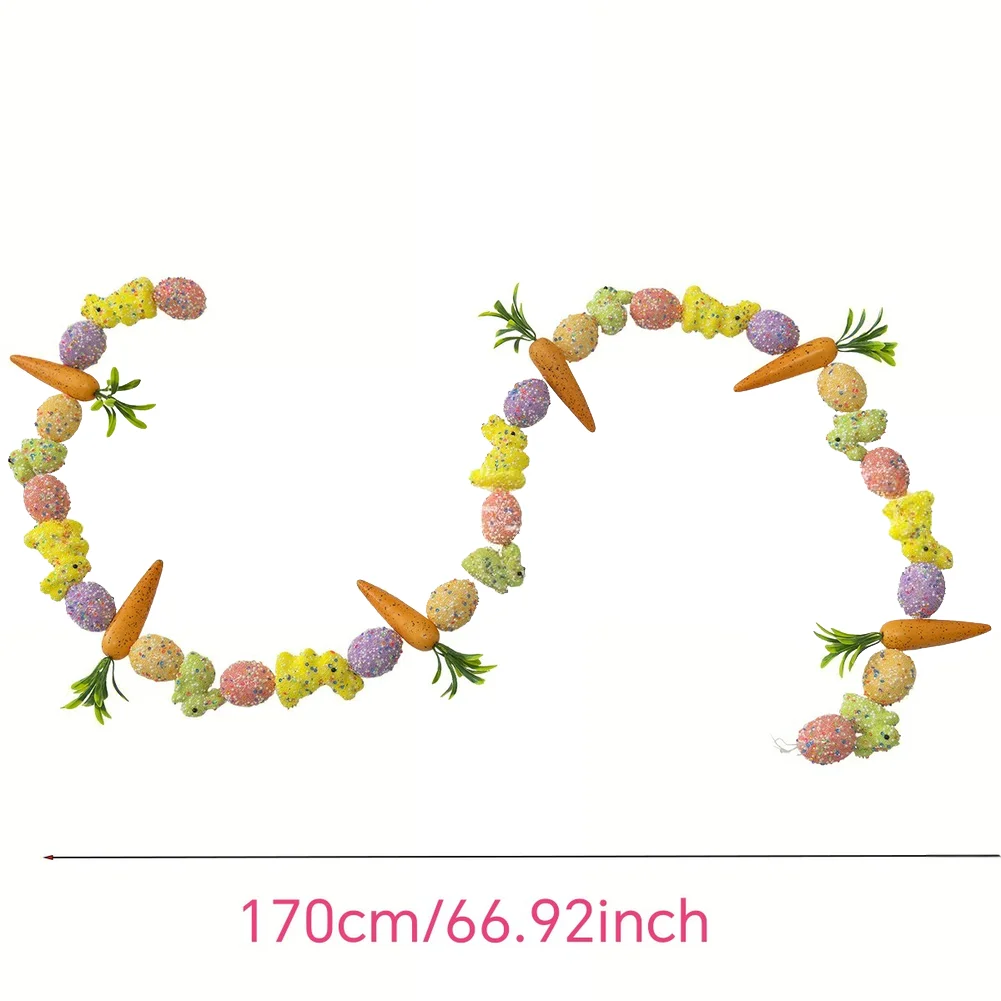 1pcs 170cm Artificial Carrot Rabbit Egg Wicker Hanging Decoration For Easter Garden Party Home Outdoor Festive Decor Ornaments