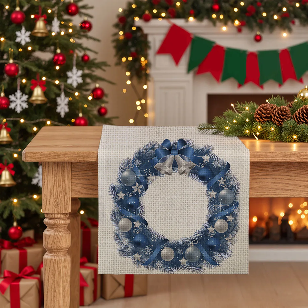 

blue Christmas table runners winter Table decoration and accessories for Festival home decor party tablecloth