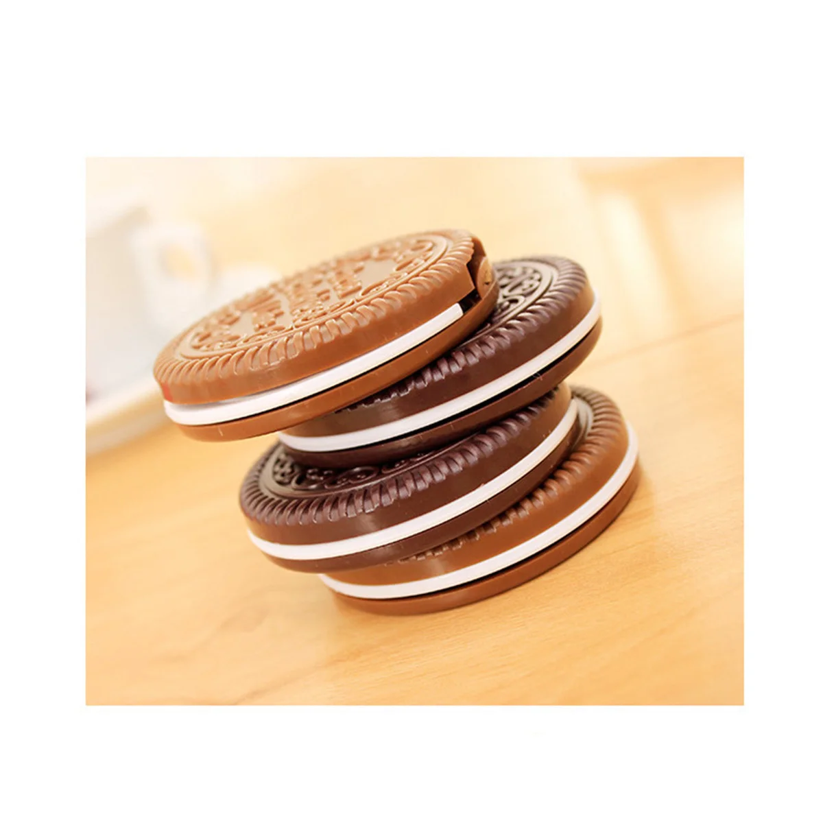 إكسسوار جيب صغير مرآة بسكويت الشوكولاتة الفاخرة، تصميم أنيق وخفيف الوزن لحقيبة اليد النسائية