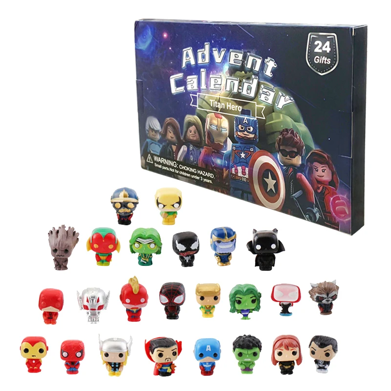 Advent Calendar Funkopop Marvel Avengers Spiderman Iron Man Anime Lego Minifigures Model Dolls Children Christmas Toys Gift