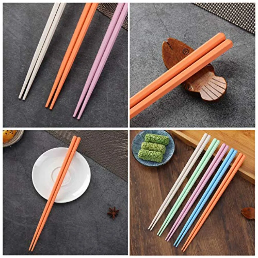 Fiberglass Chopsticks, Dishwasher Safe Chopstick, Reusable Non-slip Chop Sticks, 9 1/2 Inch, 5 Pairs