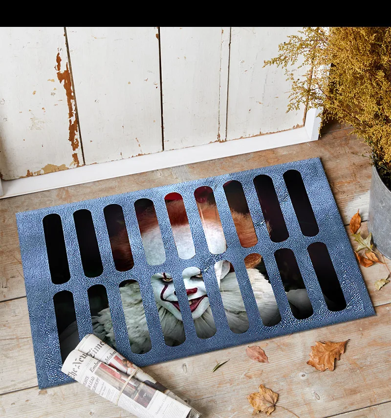 VIKAMA هالوين مهرج المجاري الكلمة حصيرة غرفة المعيشة المطبخ الكلمة حصيرة سجادة غرفة النوم غرفة الطعام ديكور المنزل