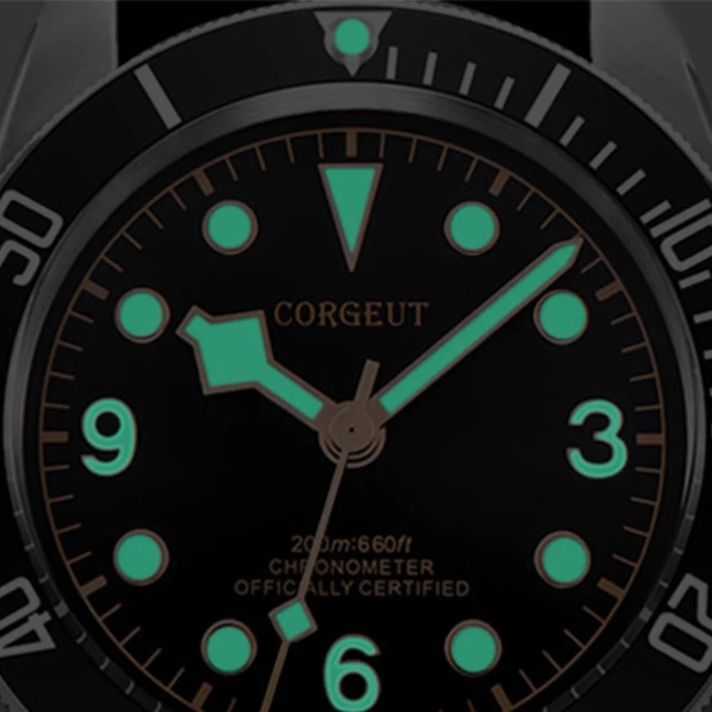 CORGEUT 41mm Men NH35 Luxury Business Watch Steel Automatic Mechanical Sapphire Glass Waterproof Mens Glow Date Watches Clock