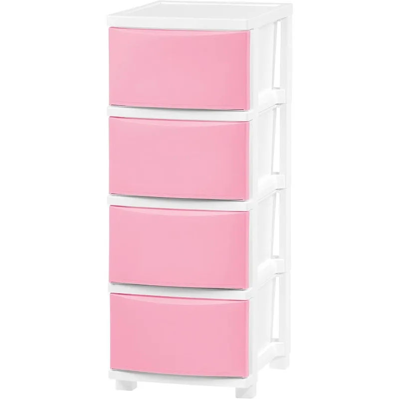 

USA 4 Slim Drawer Storage, Organizer Unit for Bedroom, Closet, Kitchen, Bathroom, Laundry Room, Dorm, White Frame