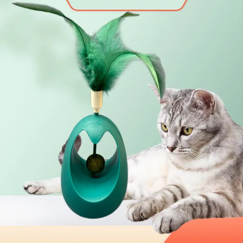 Mint Ball Tumbler Cat Toy Training Interactive Toy for Kitten Pet Cat Supplies Feather Teases Toy Cat Toys Interactive