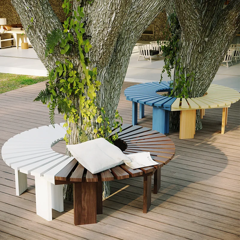 Preservative wood tree stool flower stand garden seat outdoor rest stool outdoor solid wood bench patio long stool
